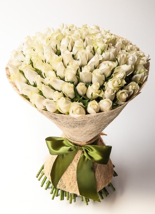100 White Roses send to beirut