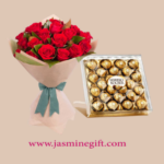 Bouquet of Red Roses and Ferrero Rocher Box -
