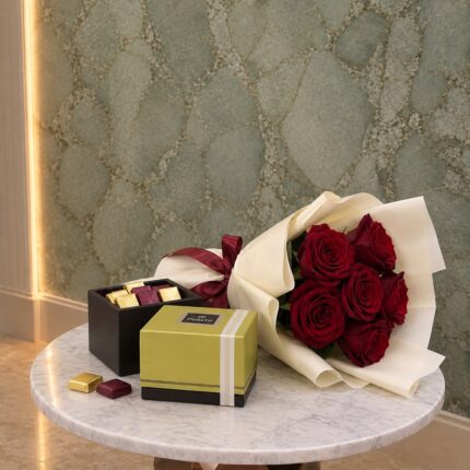 Red Roses and Patchi Chocolates 250gr featuring fresh red roses and Patchi chocolates in Amman.