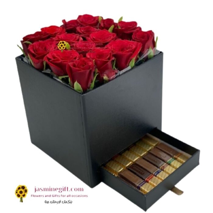 red roses box and chocolate send flowers to amman