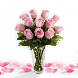 Pink Roses Included Vase -
