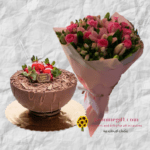 Elegant Roses and Cake -birthday flowers and cake delivery in amman jordan. send flowers to amman
