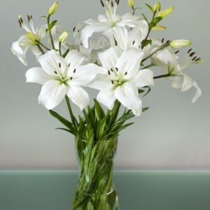 Vase of white lilies,send flower to amman