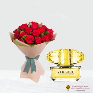 VERSACE Yellow woman send gift to amman perfuom online with flower