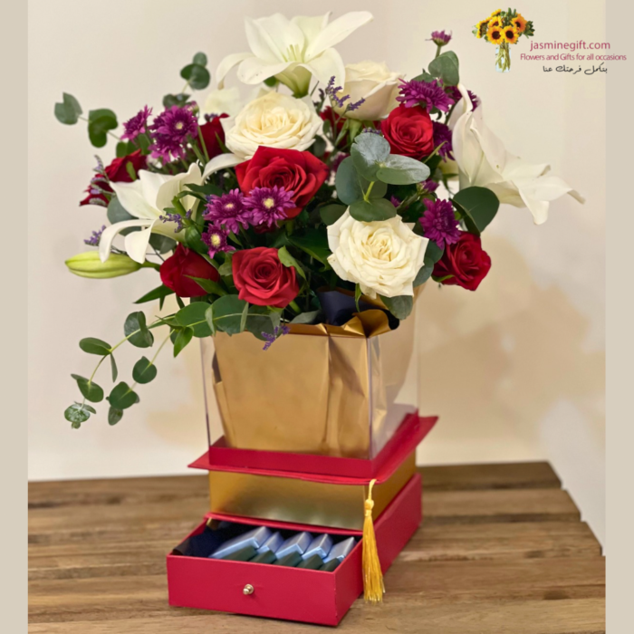 Luxury Graduation Flowers with Chocolates send to amman