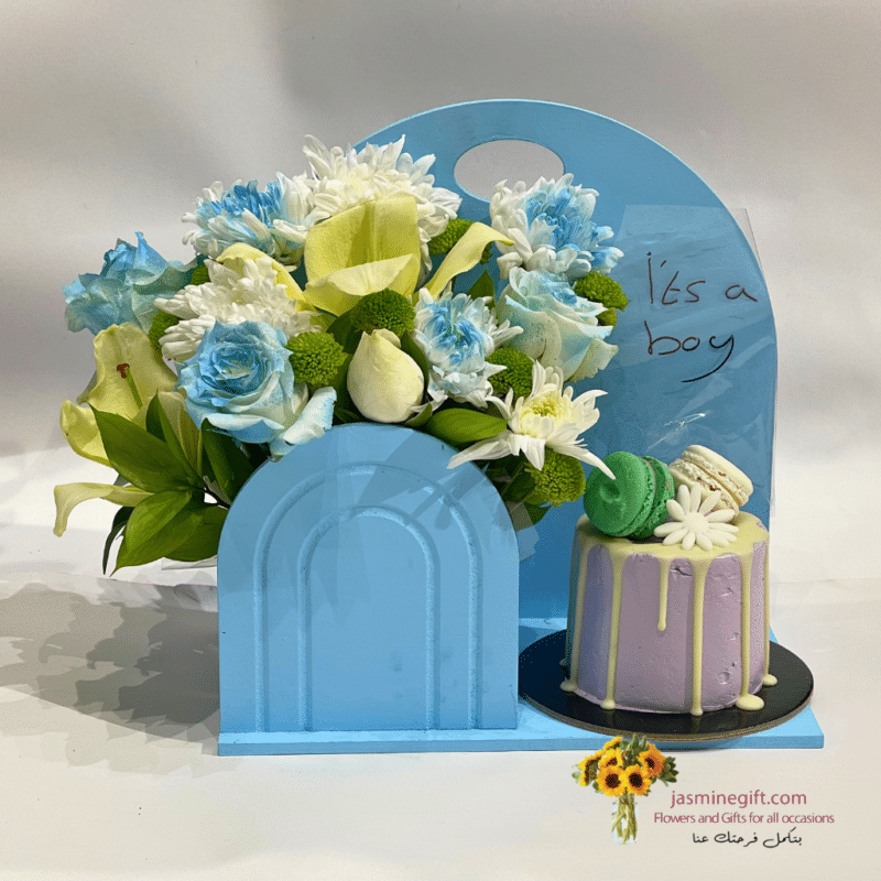 its a boy gift flowers and cake send to amman jordan