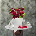 A white rose gift box elegantly arranged with red roses in Amman -صندوق ورد جوري أبيض