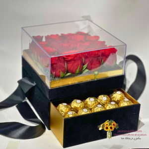 valentine's day red rose in a box luxury , send flowers for valentines day to amman jordan توصيل ورد اونلاين الاردن