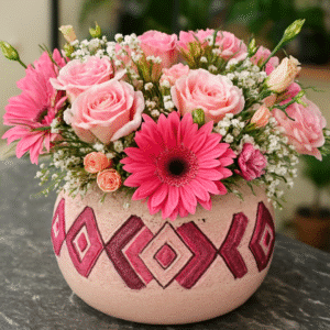 pink rose in a jar gifts, send flowers to amman jordan