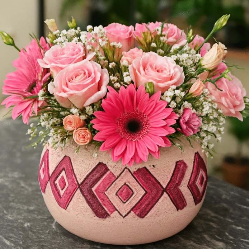 pink rose in a jar gifts, send flowers to amman jordan