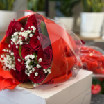 Trind in a Red Scarf,send gift flowers to amman