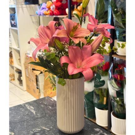 Pink Royal Lily Vase Mother's Day